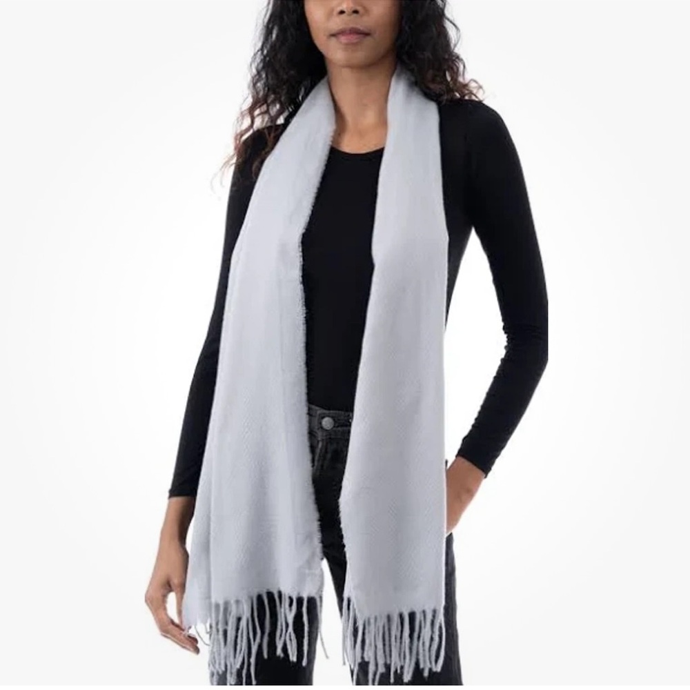 Style & Co. Grey Textured Winter Scarf with Fringe Trim - NWT